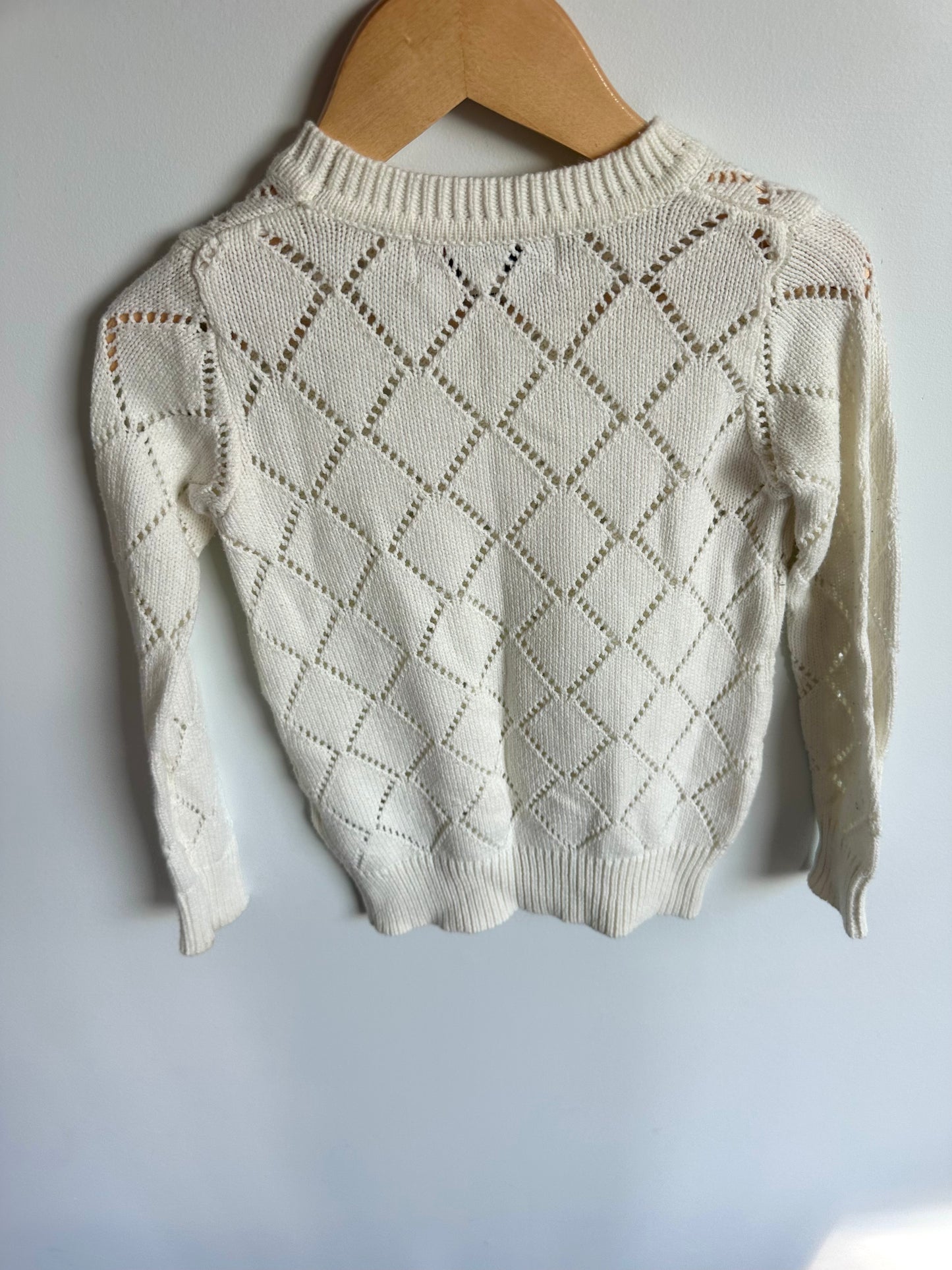 White Open Knit Long Sleeve / 4T