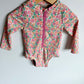 Pink Floral Long Sleeve Swimsuit / 12-18m
