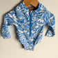 Blue Floral Long Sleeve Swimsuit / 12-18m
