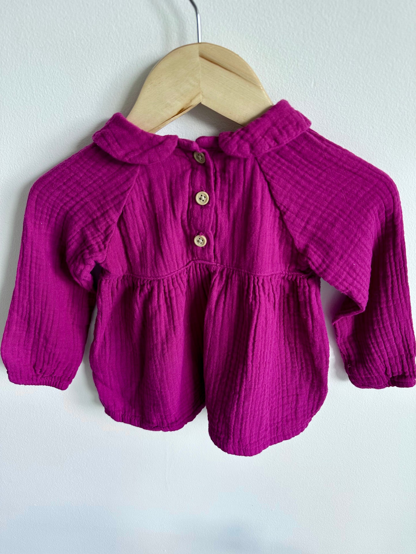 Maroon Muslin Top / 12-18m