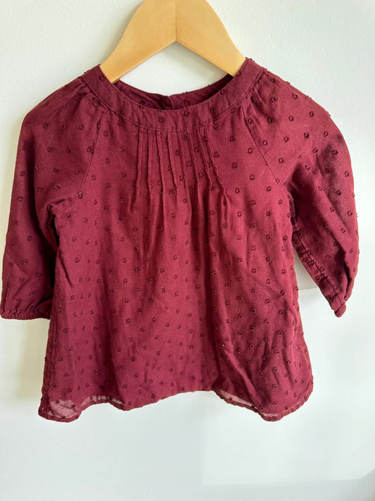 Burgundy Dot Dress / 18-24m