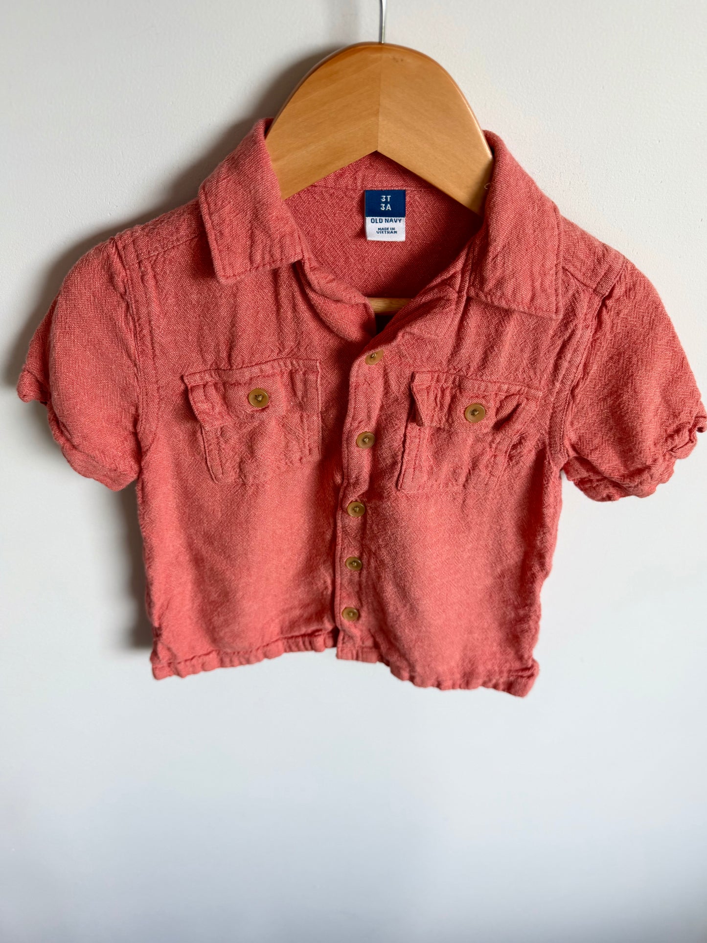 Button Up Collared Salmon T-Shirt / 2T