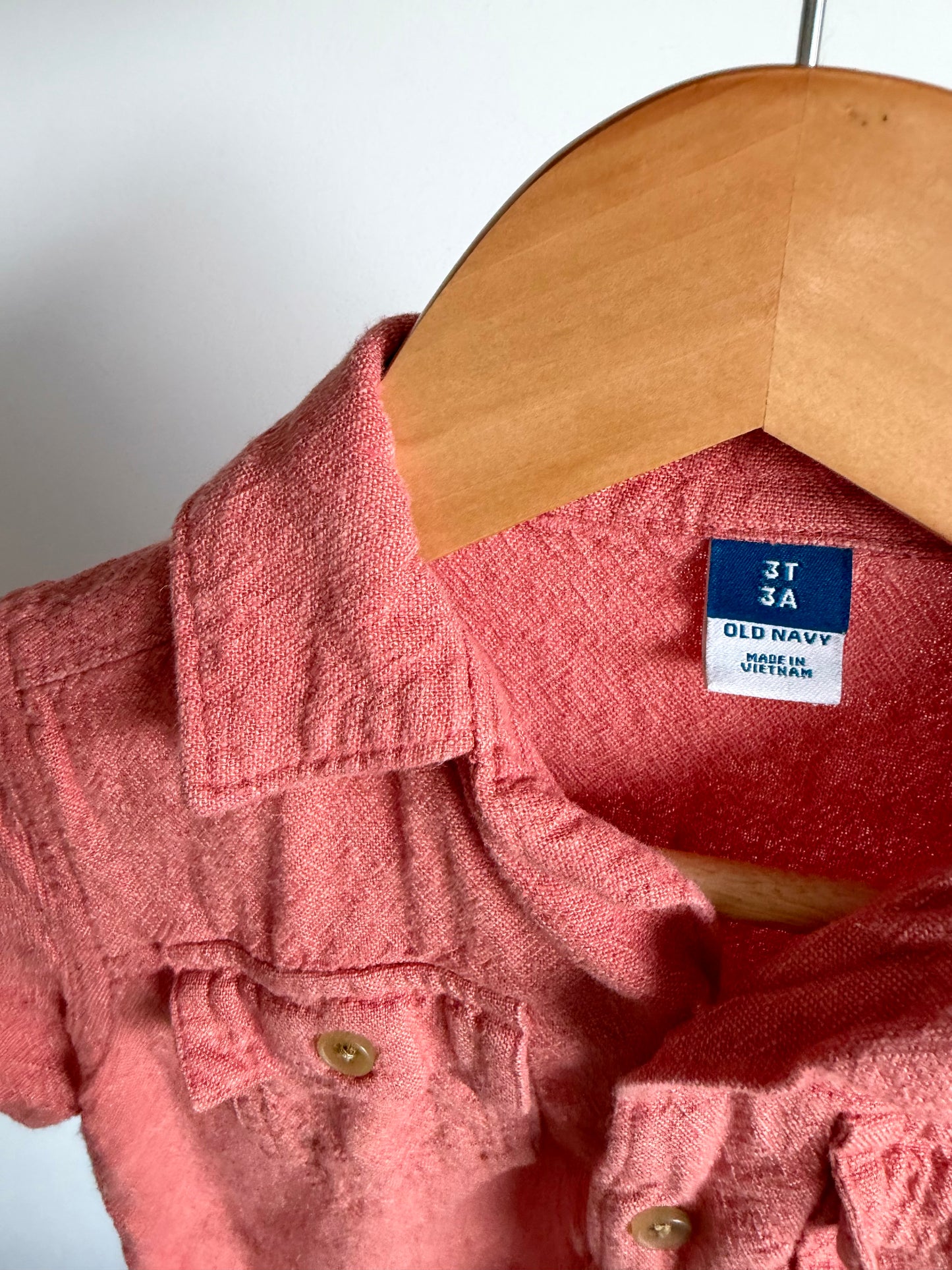 Button Up Collared Salmon T-Shirt / 2T