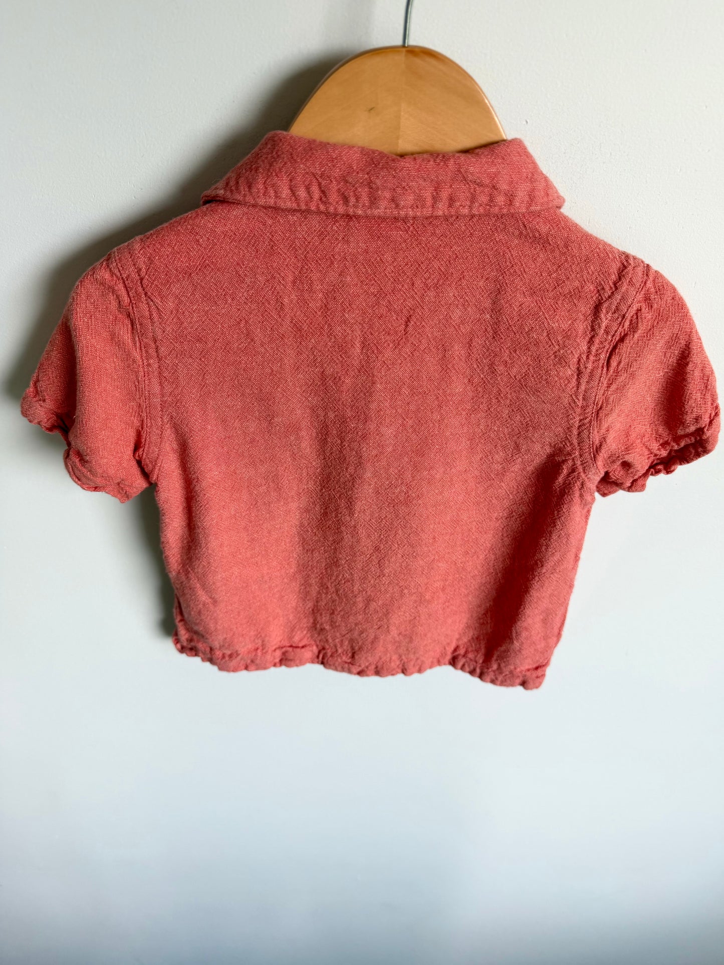 Button Up Collared Salmon T-Shirt / 2T
