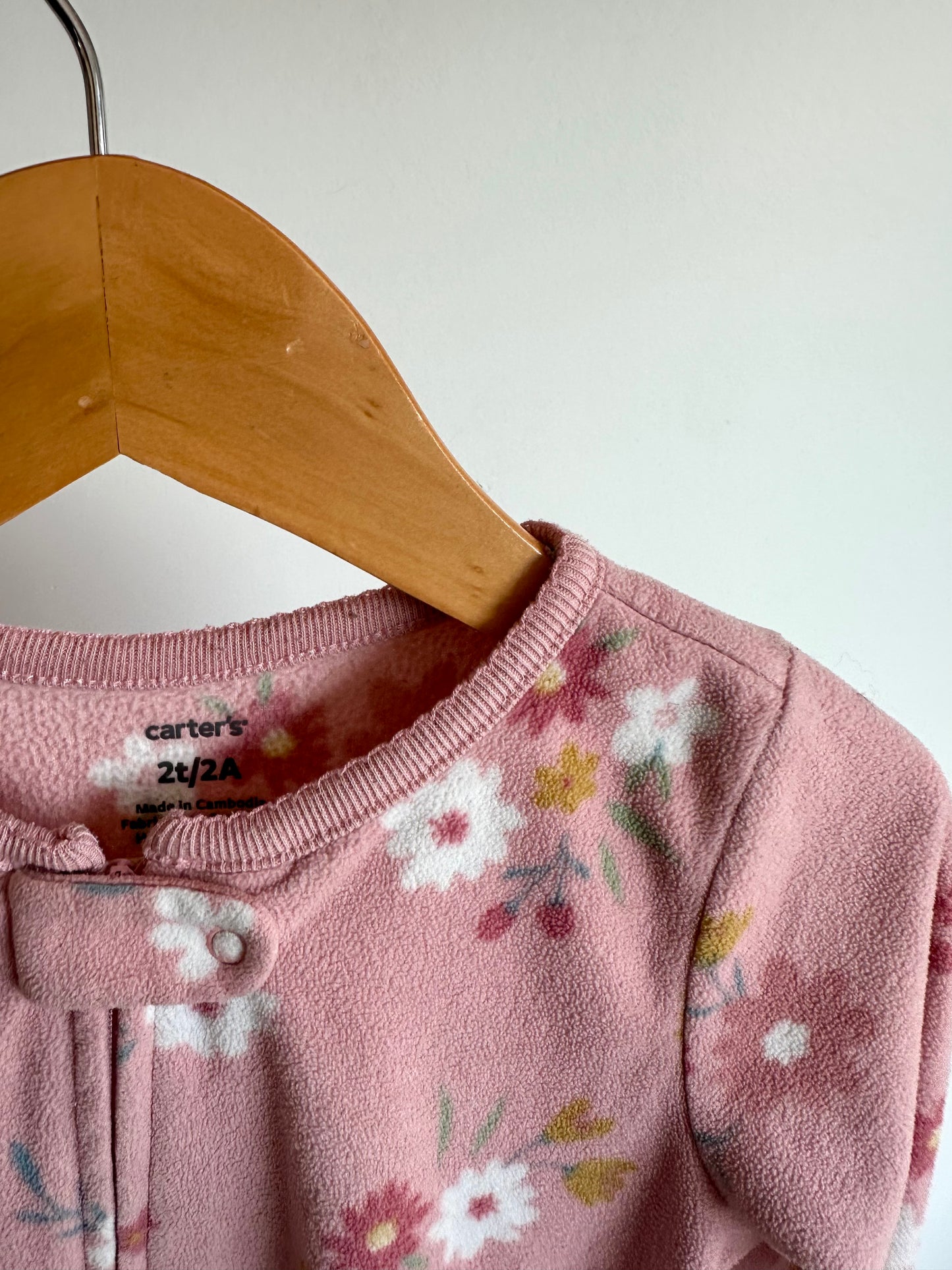 Fleece Pink Flower Sleeper / 2T