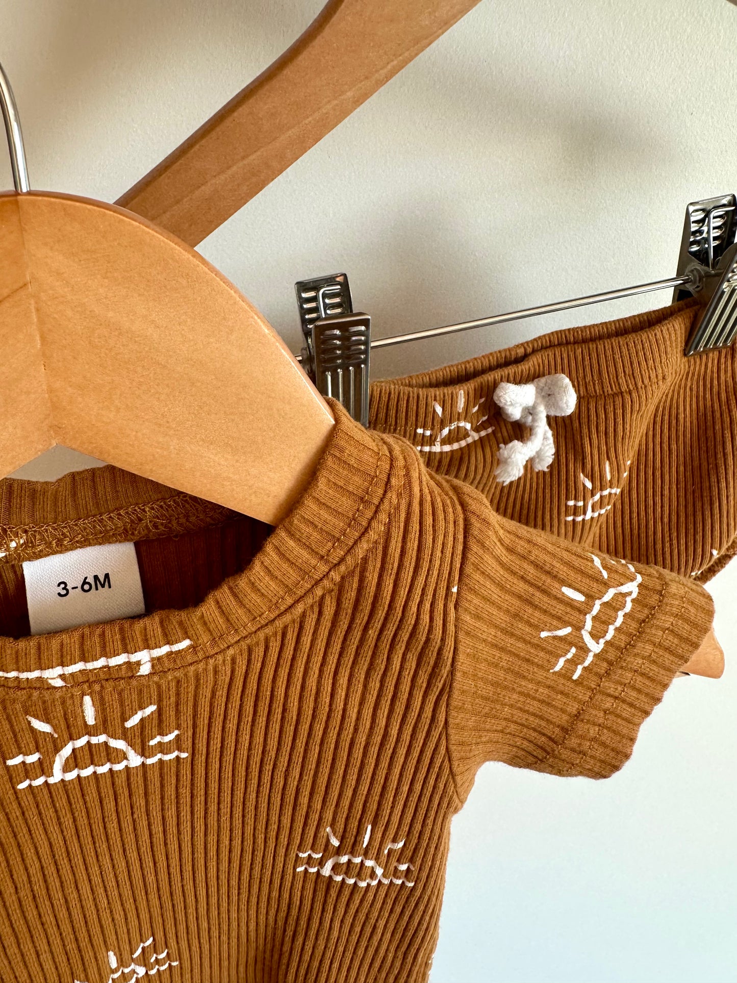 Rib Sunshine Tee + Shorties Set / 3-6m