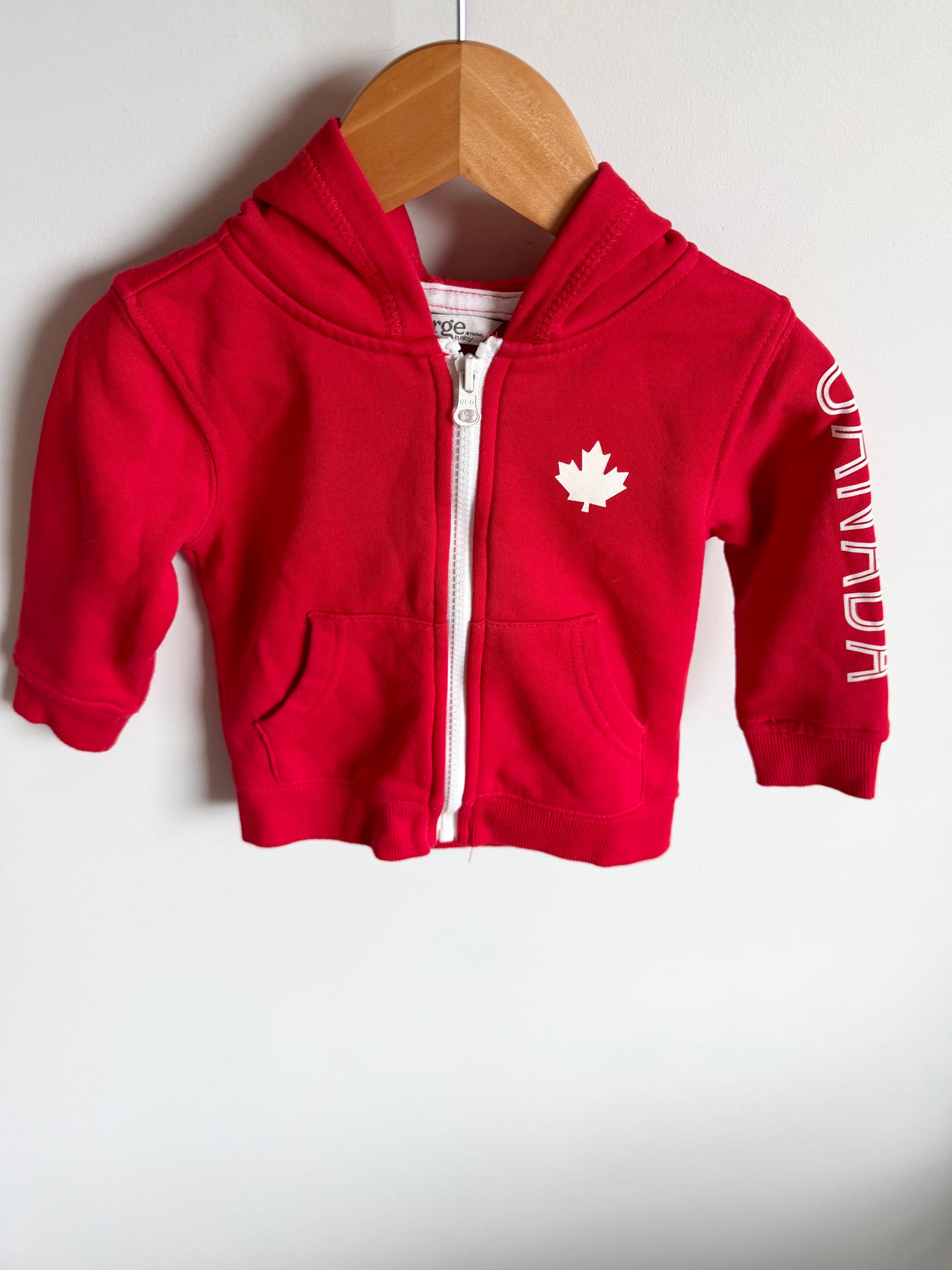 Red Maple Leaf Zip Hoodie / 12-18m