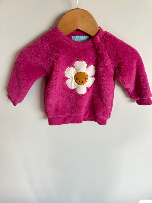 Pink Daisy Fuzzy Crew / 6m