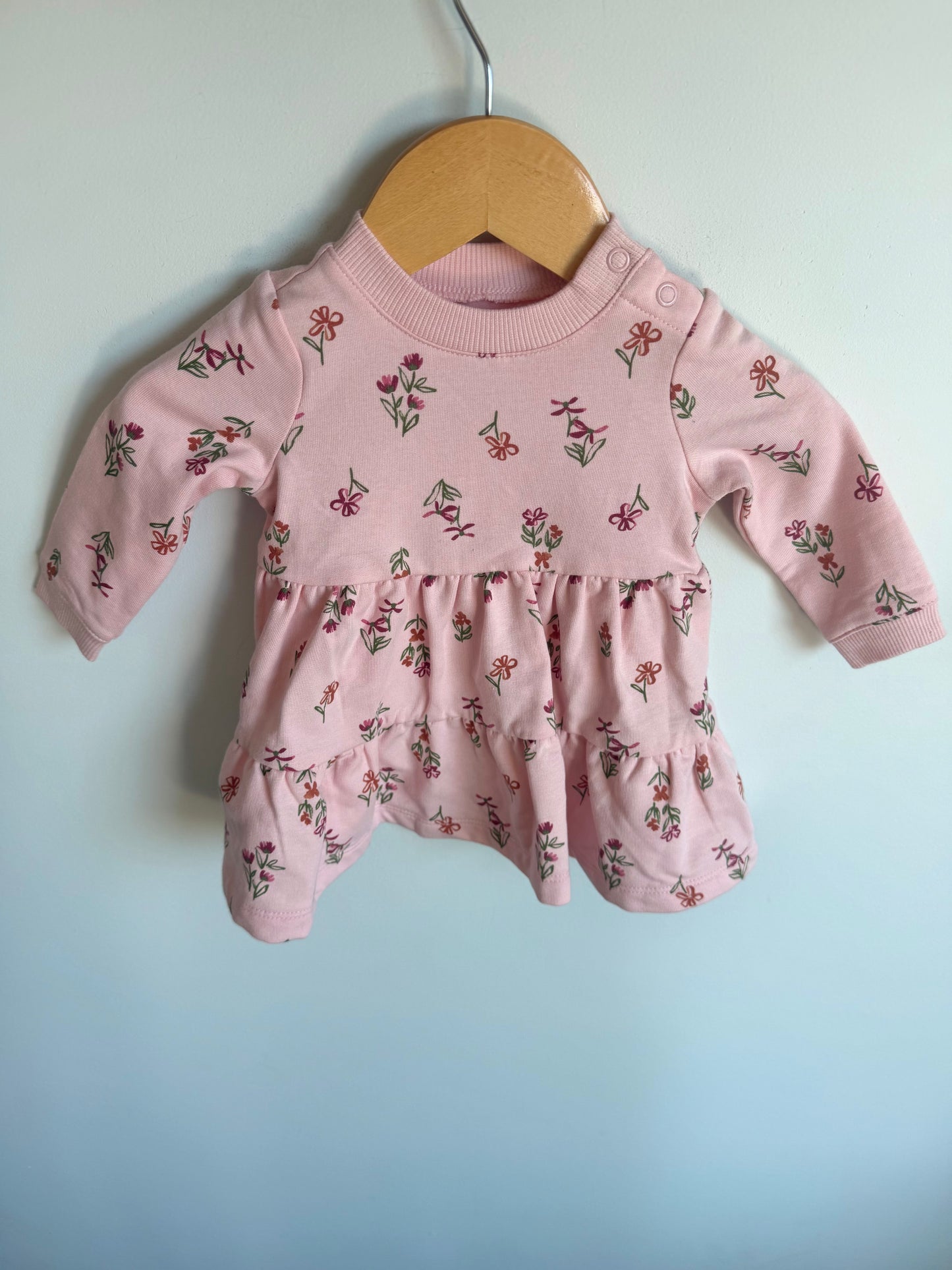 Pink Floral Tiered Dress / 3m