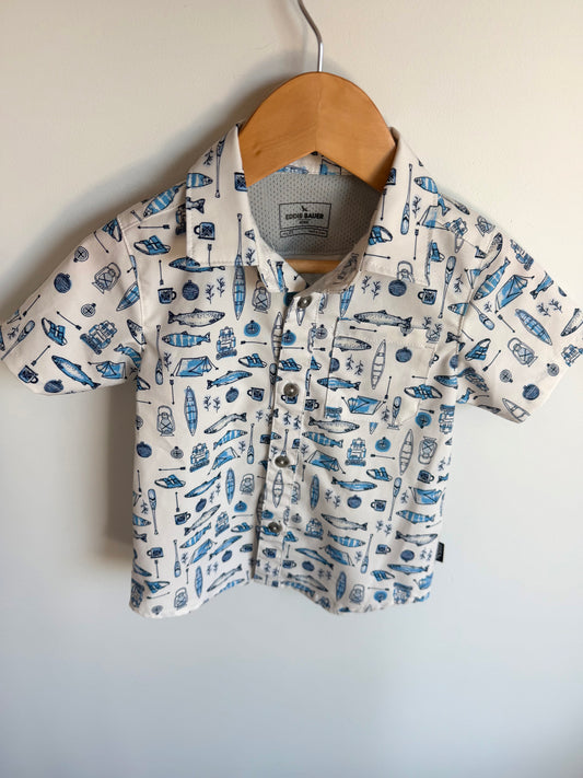 Eddie Bauer Two Piece Button Up T-shirt + Shorts Set / 2T