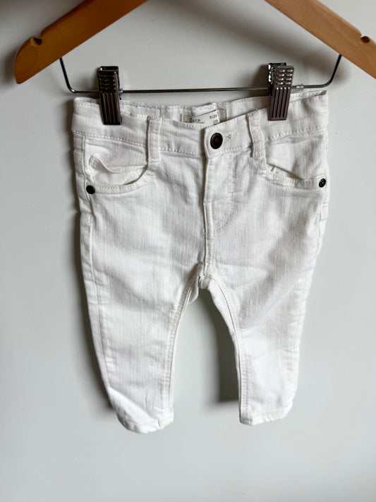 Zara White Stretch Denim Pants / 9-12m