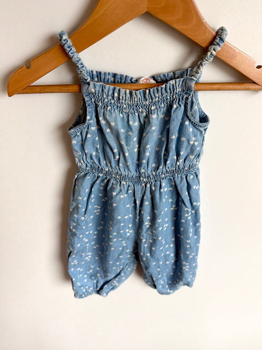 Heart Chambray Jumpsuit / 3-6m