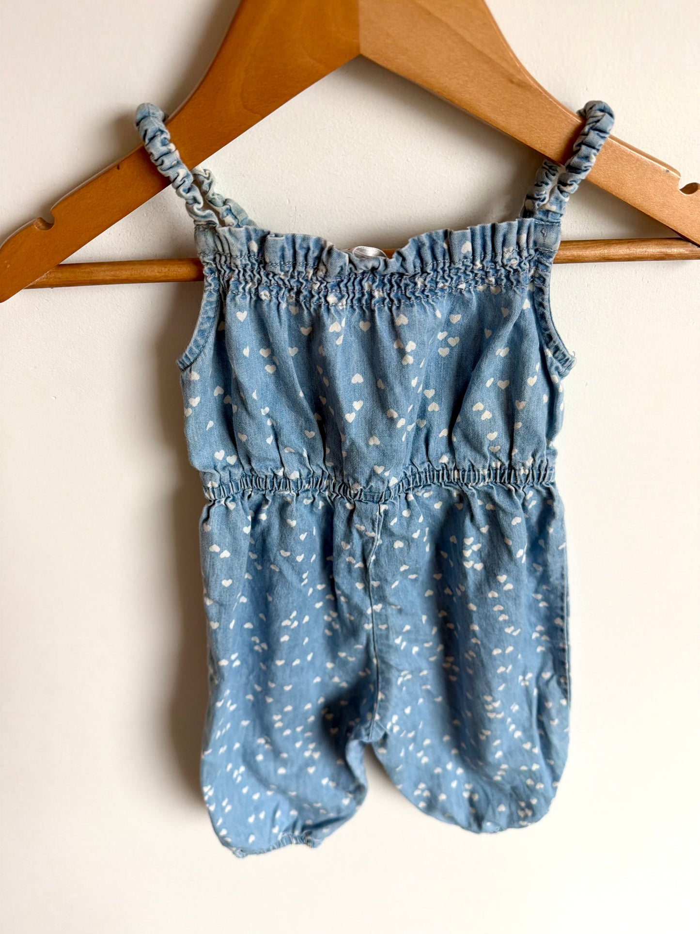 Heart Chambray Jumpsuit / 3-6m