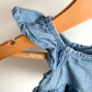 Chambray Ruffle Sleeve Dress / 3-6m