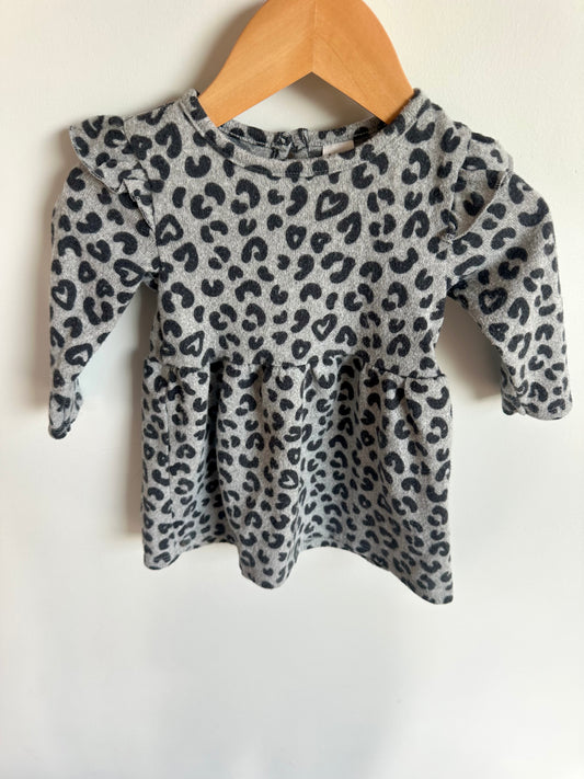 Grey Animal Print Dress / 6-12m