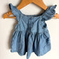 Chambray Ruffle Sleeve Dress / 3-6m
