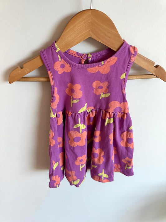 Purple Dress with Flower Print / 3-6m