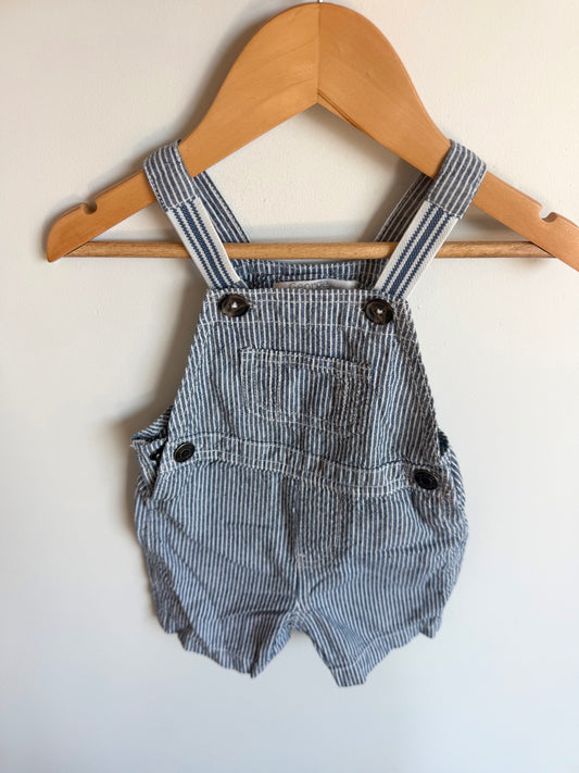 100% Cotton Vertical Stripe Chambray Overalls / 6-12m