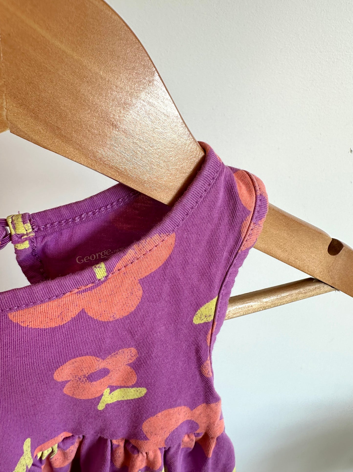 Purple Dress with Flower Print / 3-6m