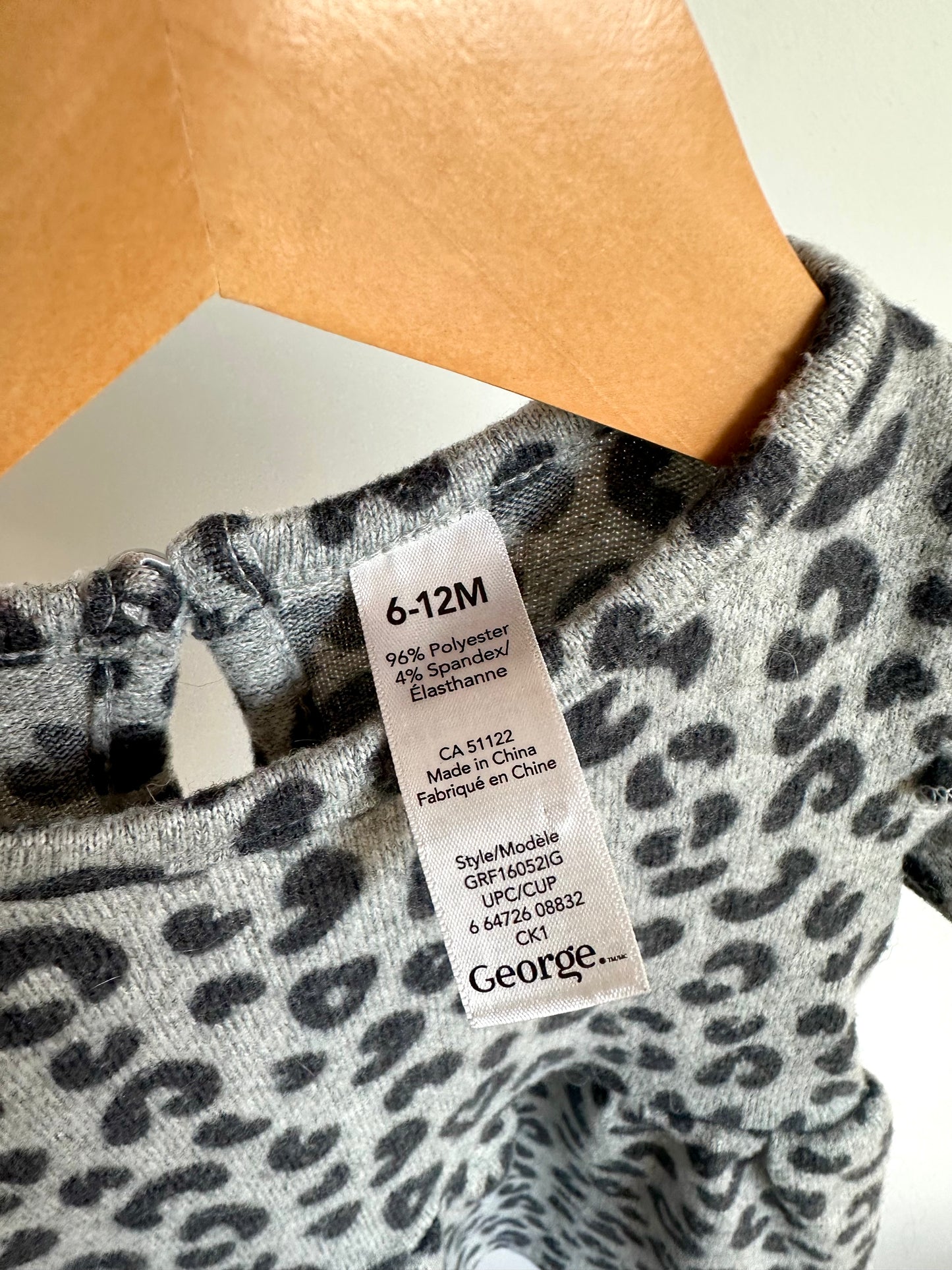 Grey Animal Print Dress / 6-12m