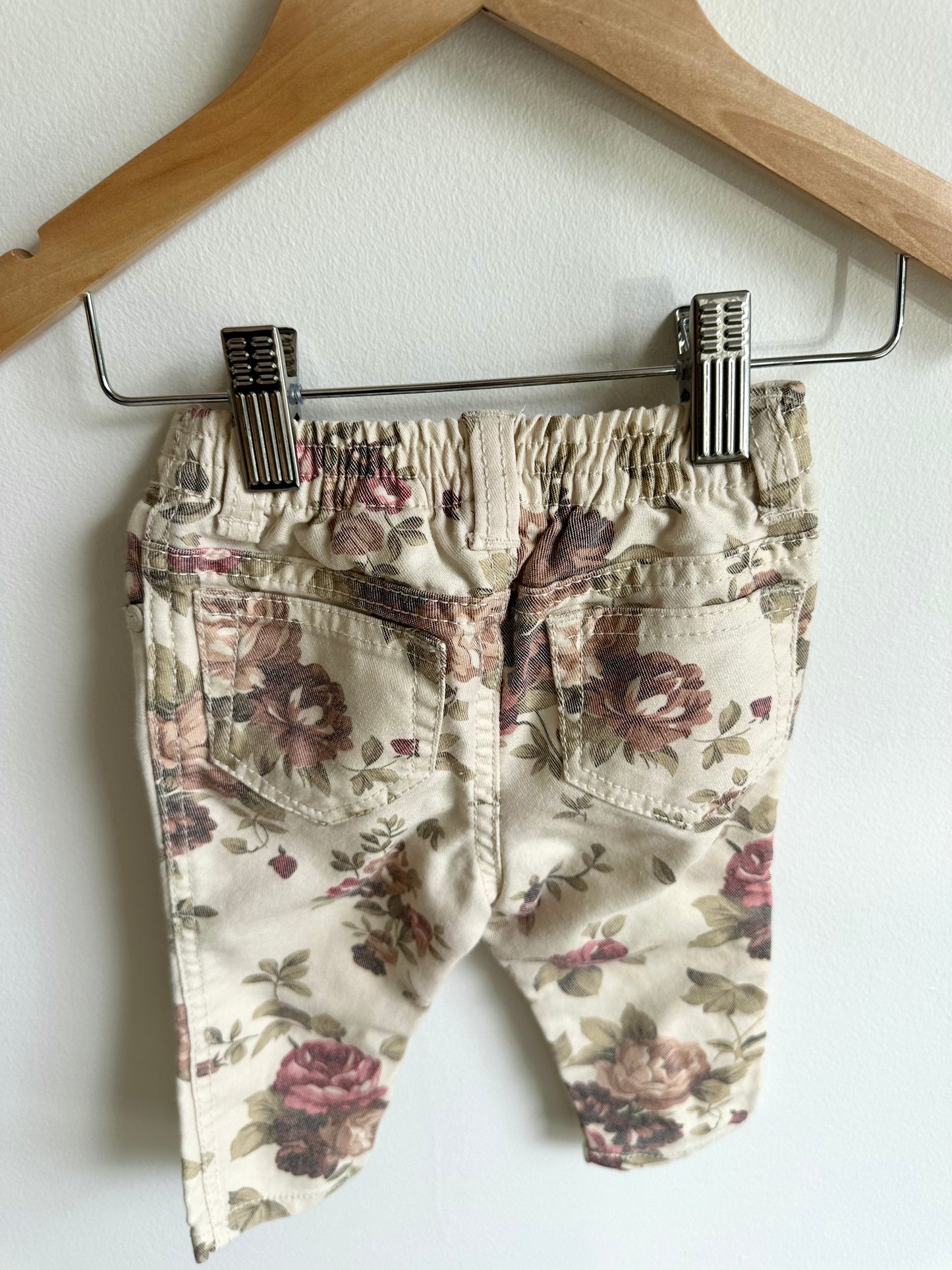 Floral Cream Jeans / 3-6m