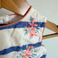 White Embroidered Dress Blue Stripes / 3-6m
