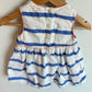 White Embroidered Dress Blue Stripes / 3-6m