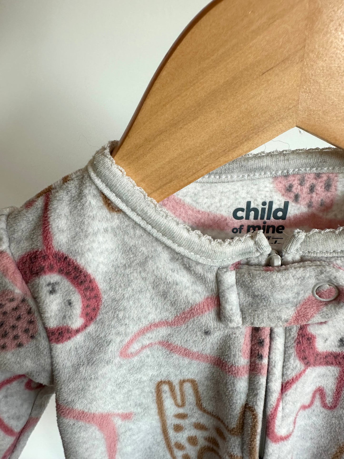Grey Fleece Animal Sleeper / 6-9m