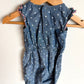 Chambray Pink Trim Floral Jumpsuit / 0-3m