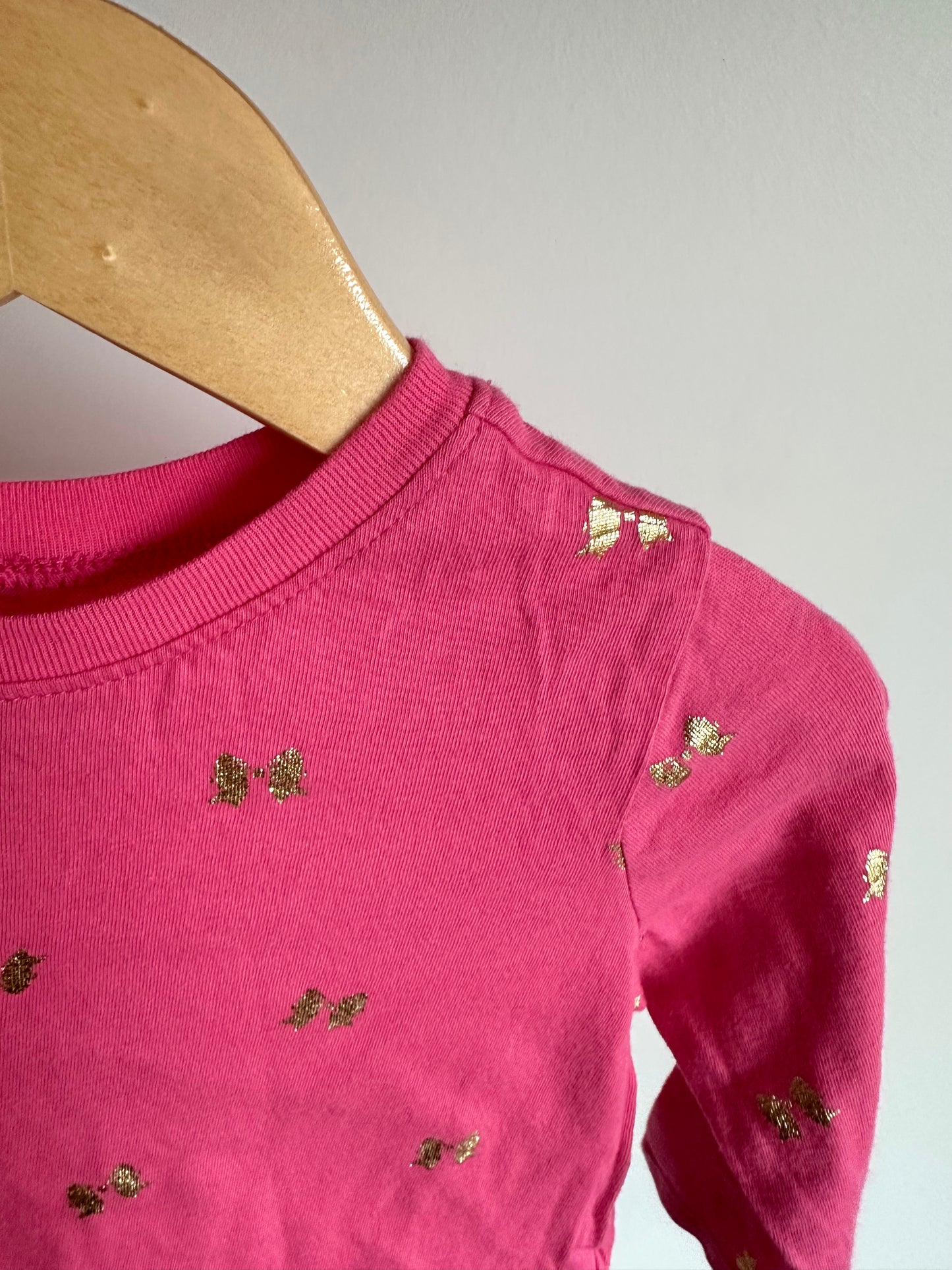Pink Top with Gold Bows / 2T