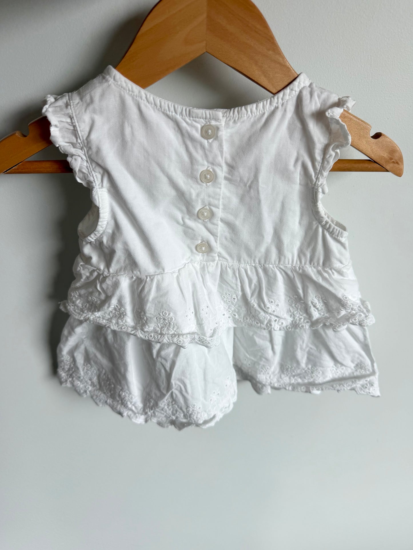 Tiered White Eyelet Top / 6-12m