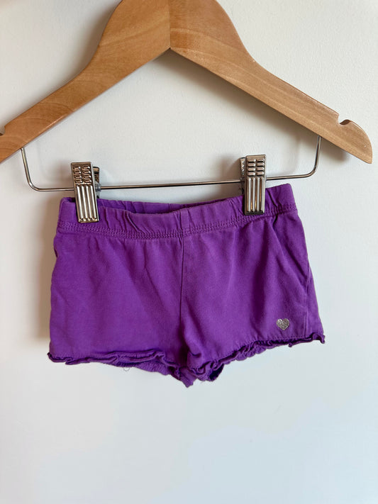Purple Ruffle Trim Heart Shorts / 6-12m