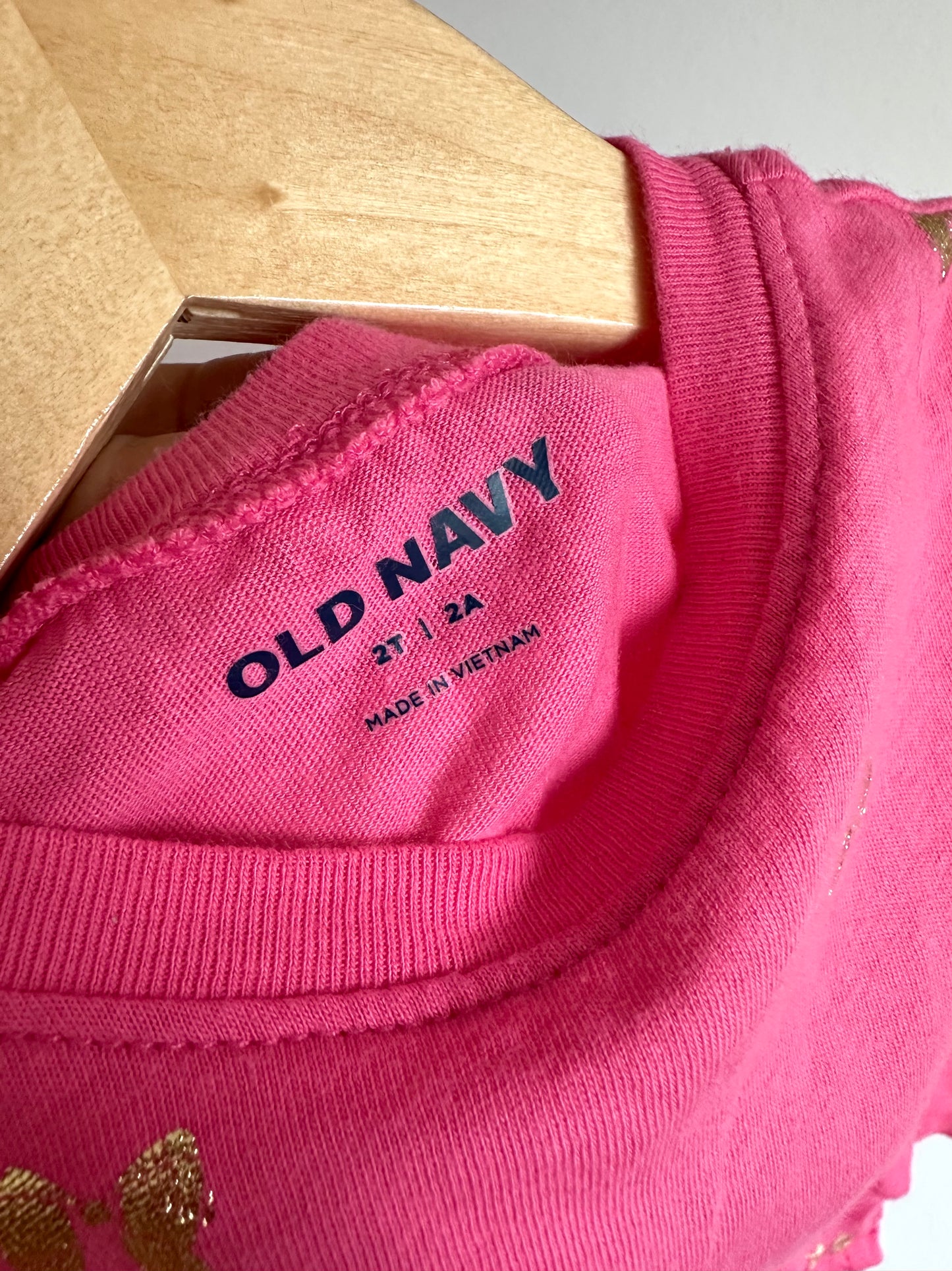 Pink Top with Gold Bows / 2T