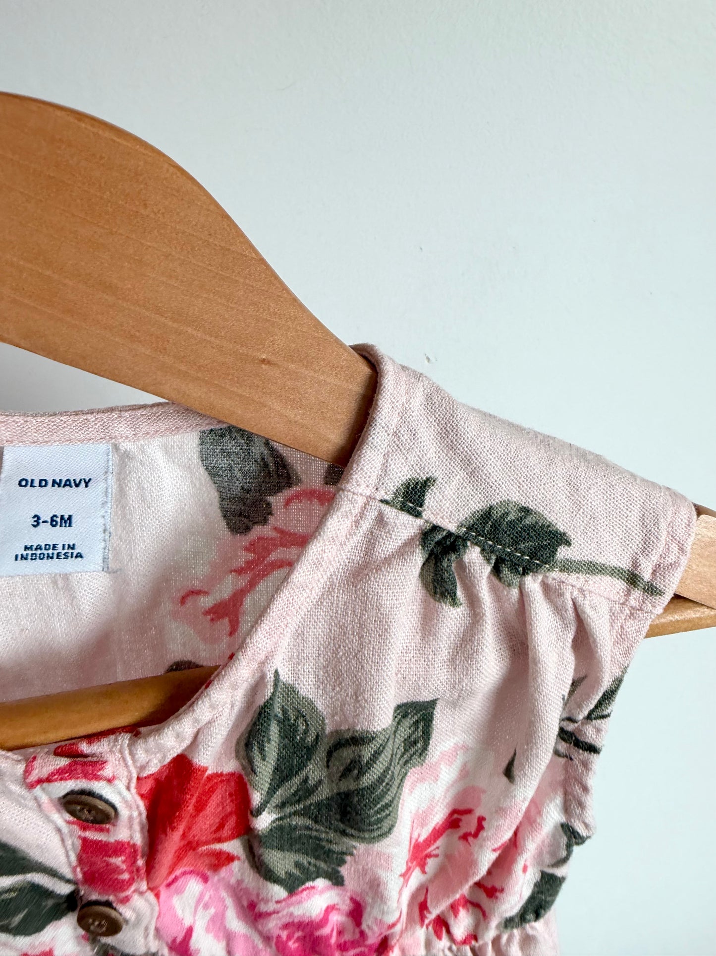 Pink Floral Dress with Pockets / 3-6m