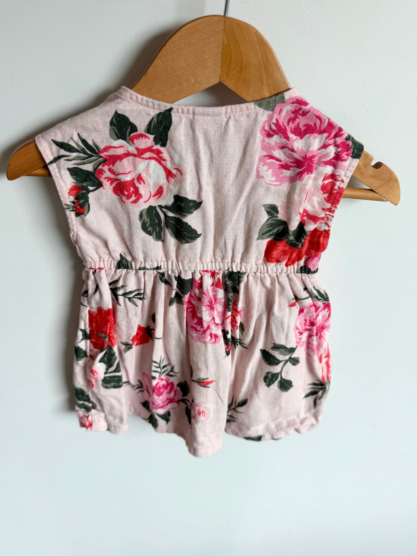 Pink Floral Dress with Pockets / 3-6m