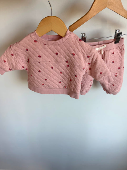Pink Quilted Peach Sweater + Pants Set / 3m