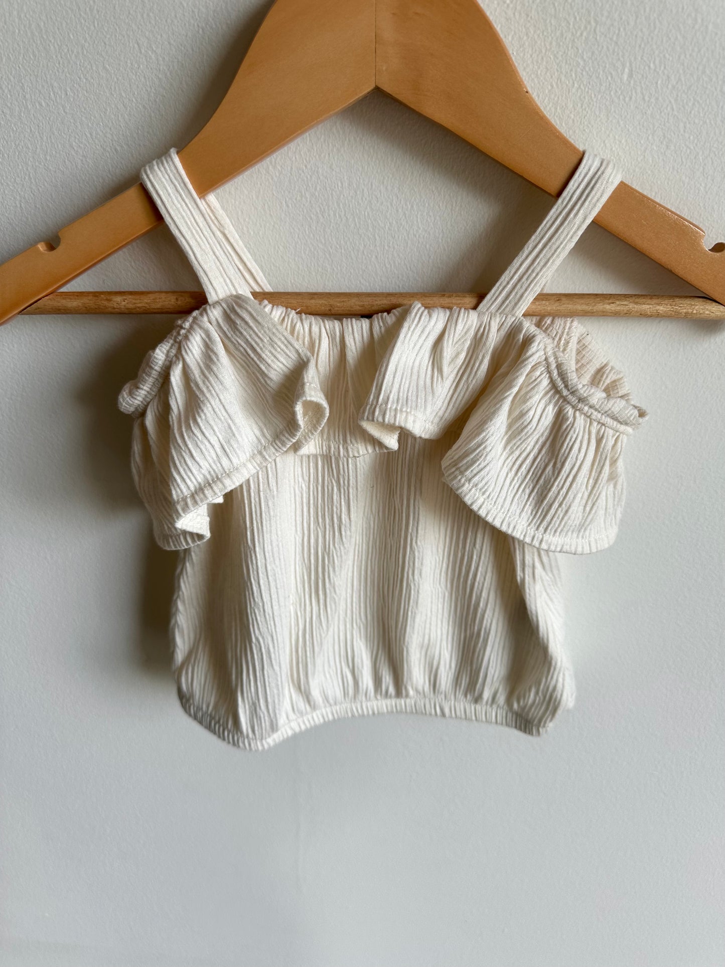 Cream off the Shoulder Ruffle Top / 6-12m