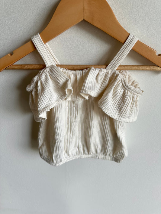 Cream off the Shoulder Ruffle Top / 6-12m