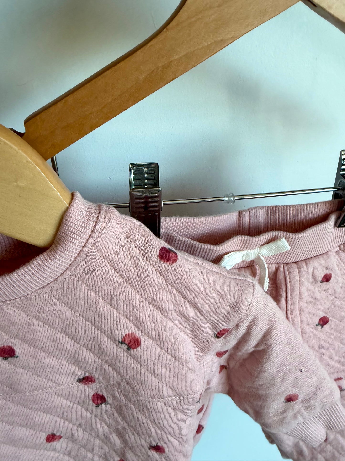 Pink Quilted Peach Sweater + Pants Set / 3m