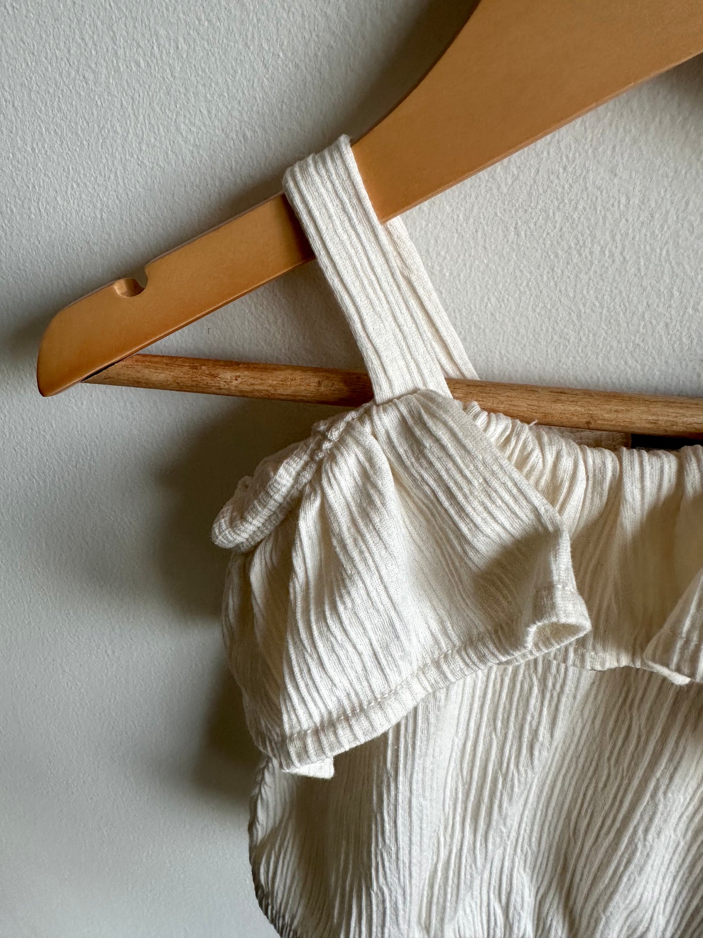 Cream off the Shoulder Ruffle Top / 6-12m