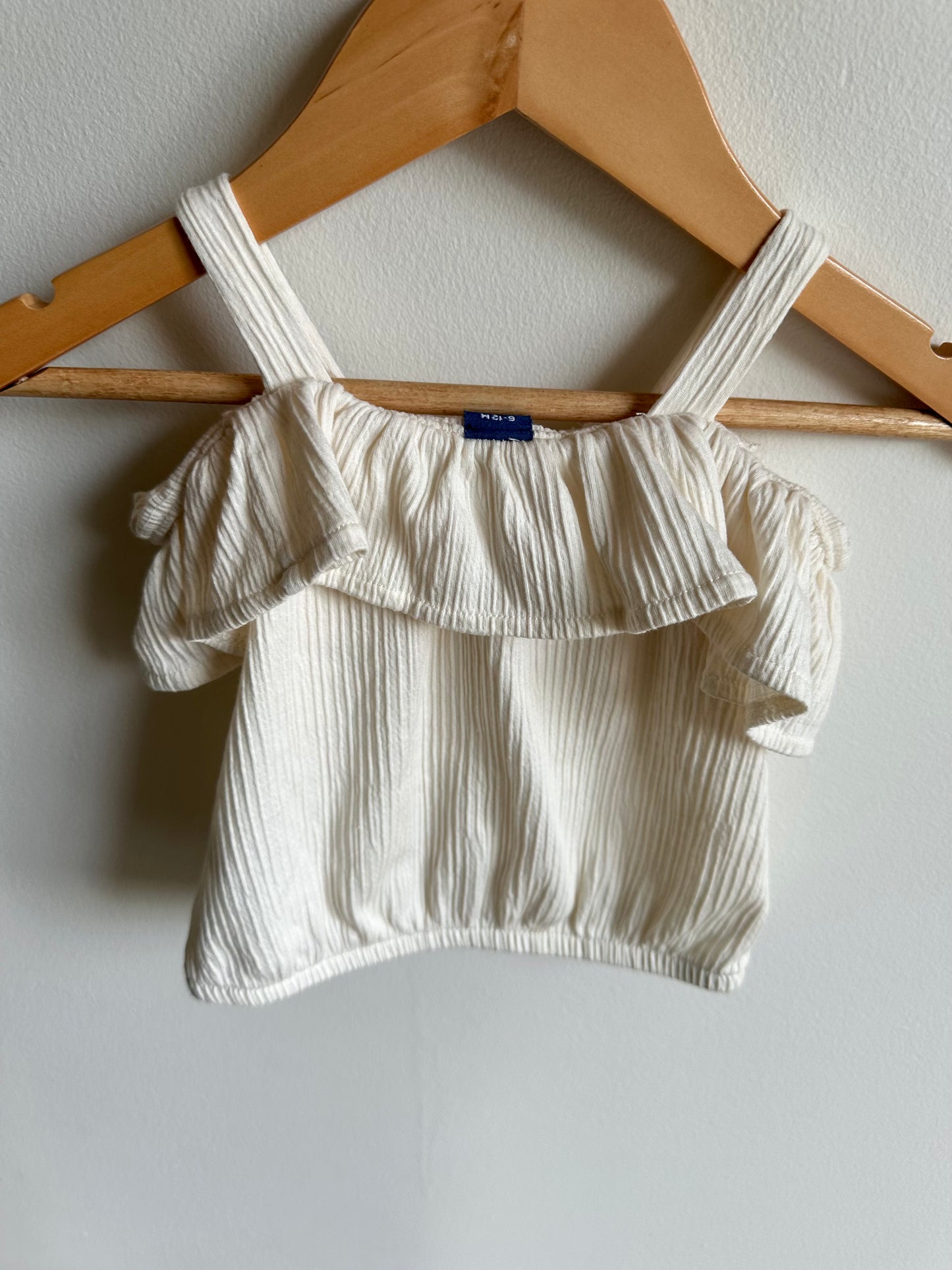 Cream off the Shoulder Ruffle Top / 6-12m