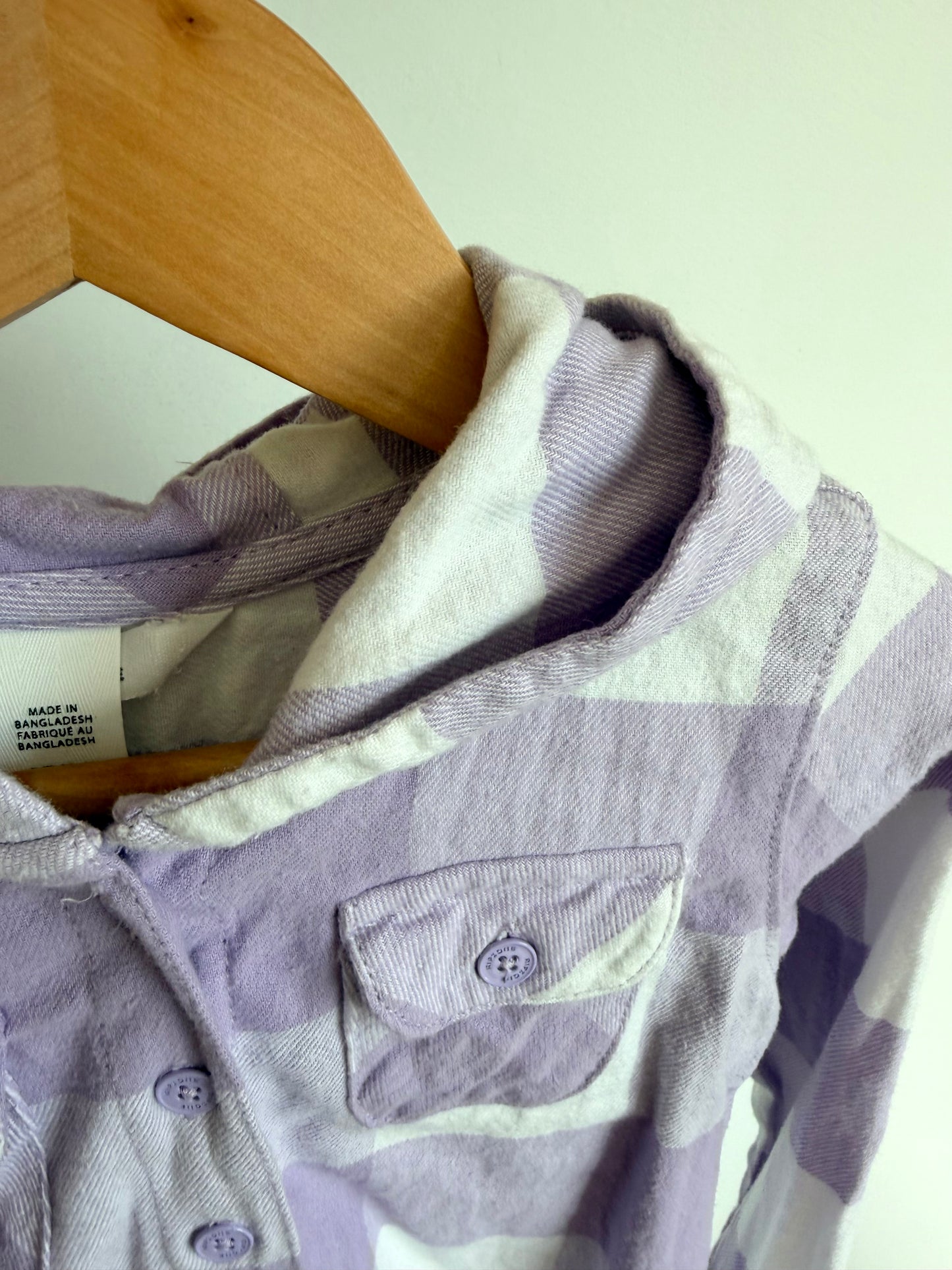 Purple Hood Checkered Top / 3T