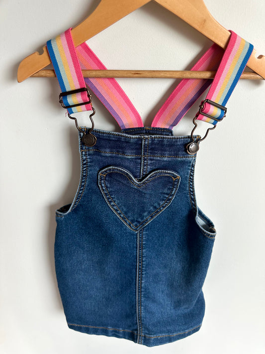 Denim Heart Overall Dress / 4T