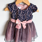 Pink + Dark Lace Tulle Dress with Bow / 18m