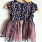 Pink + Dark Lace Tulle Dress with Bow / 18m