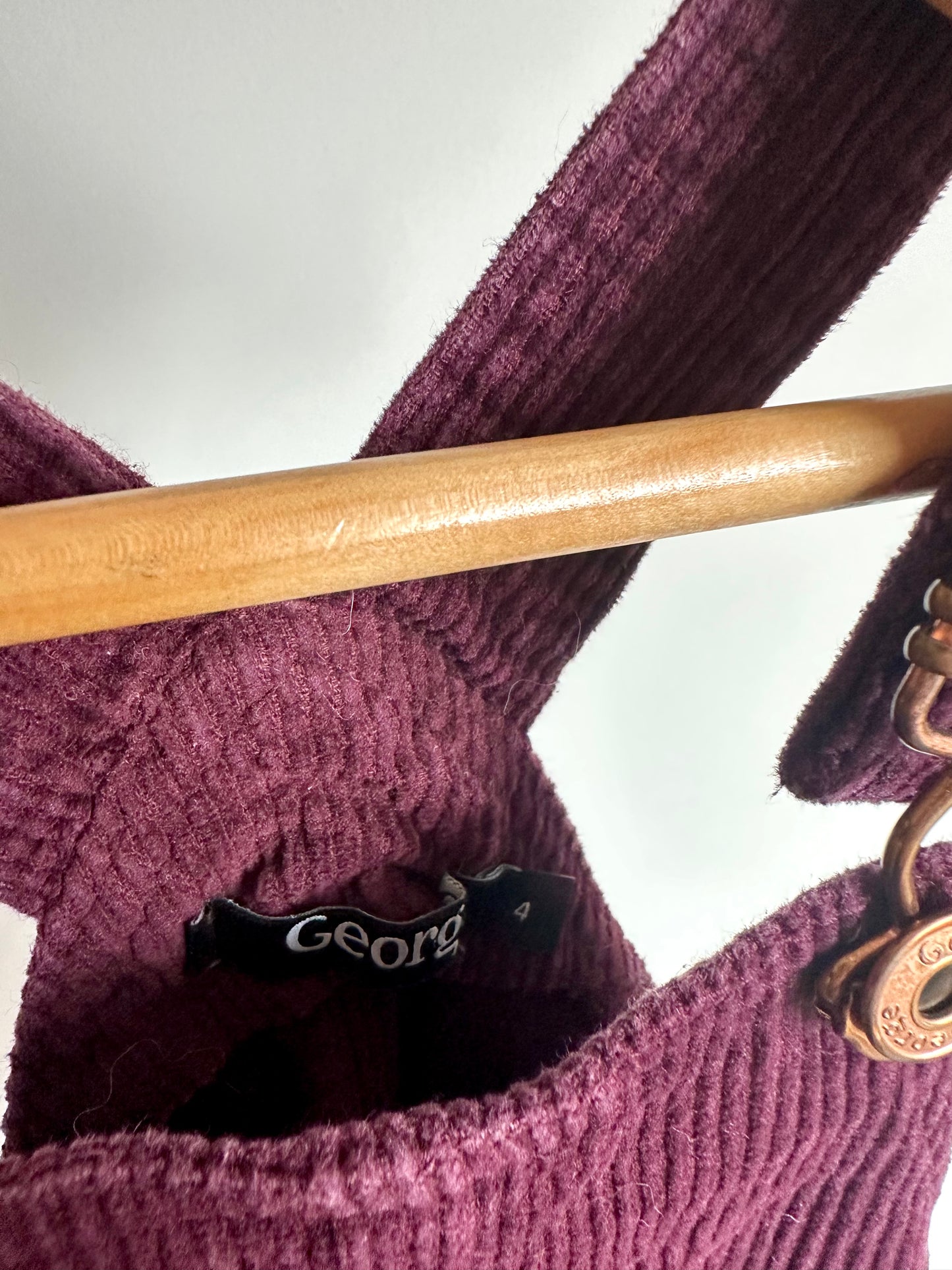 Maroon Cord Overall Dress / 4T