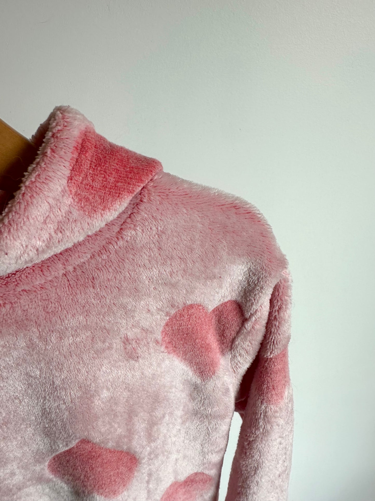 Fleece Pink Heart Hoodie / 4-5T