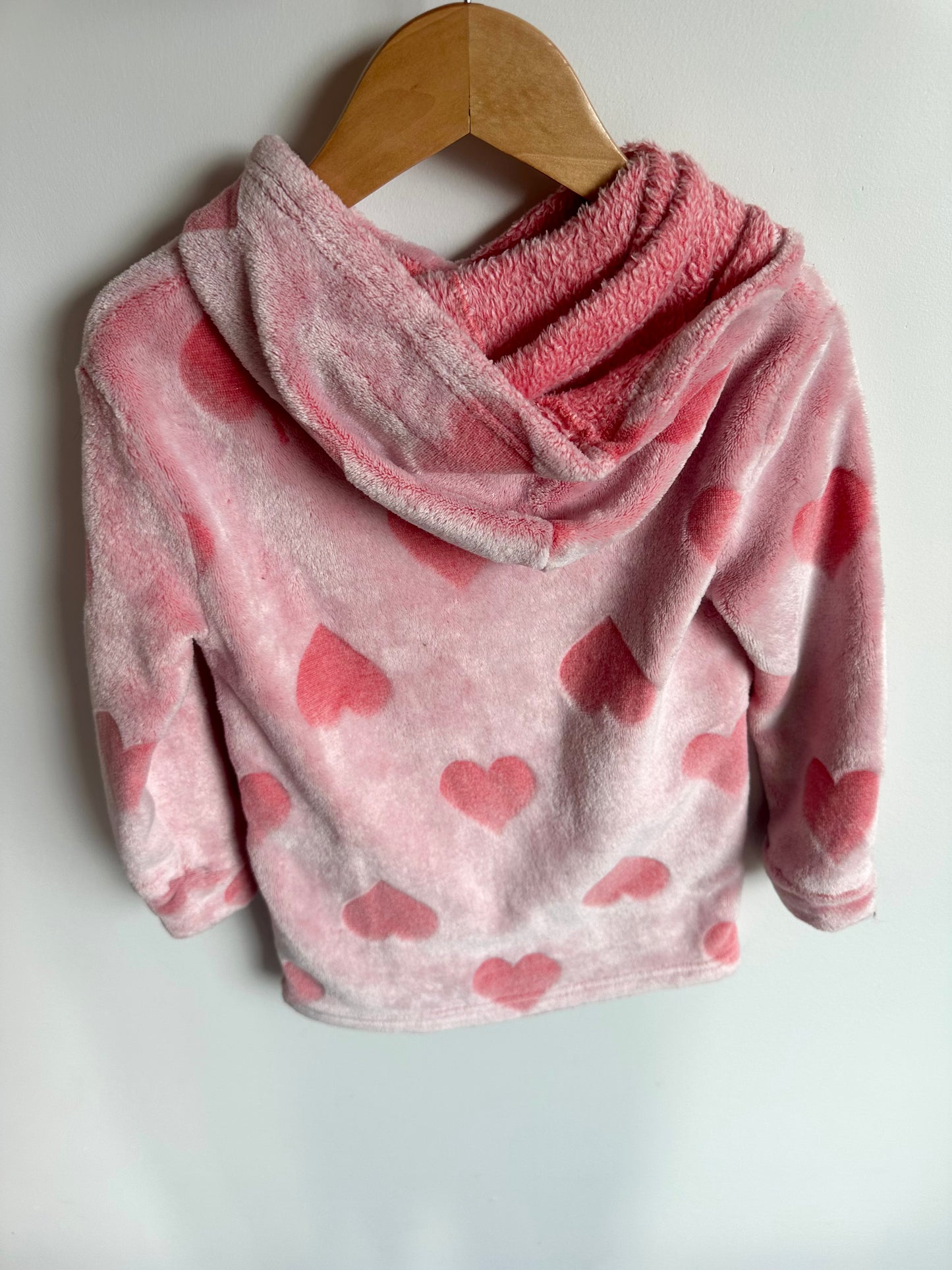 Fleece Pink Heart Hoodie / 4-5T