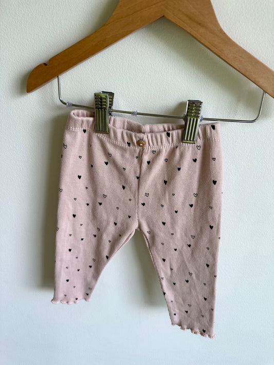 Zara Heart Pattern Blush Pink Pants (With Tags) / 6-9m