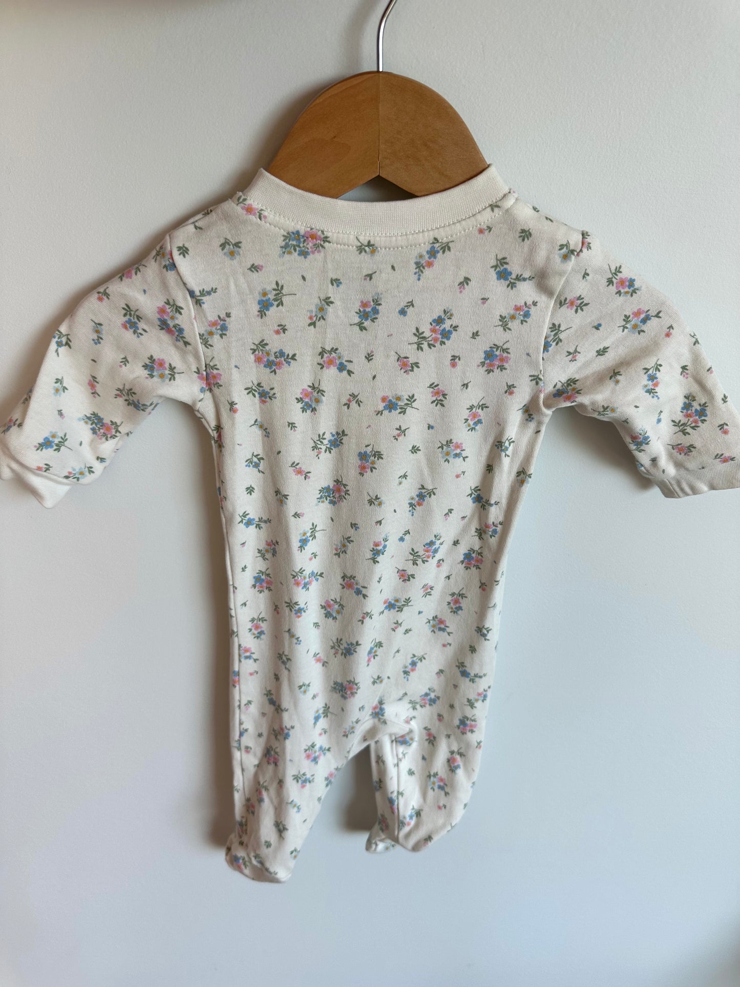Flower Cream Footed Sleeper / 0-3m
